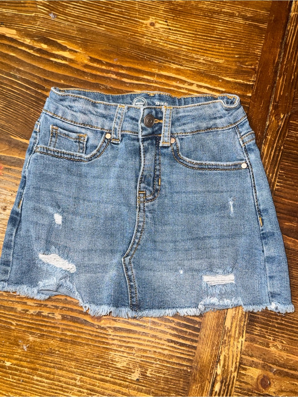 wonder nation Distressed Blue Denim Mini Skirt